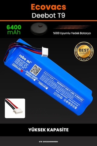 Ecovacs Deebot T9 Uyumlu 6400mah Robot Süpürge Bataryası - Yüksek Kapasite