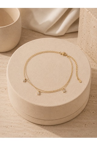 Valmont Accessories Kadın Gold Renk Yıldız Figürlü Taşlı Zarif Halhal