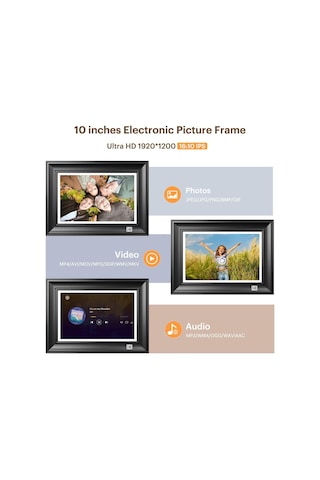 Wifi Dijital Resim Çerçevesi, Hd 1920 X 1200 Kkonsantrasyon Touch Elektronik Resim Çerçevesi, 10,1 İnç, 32 Gb Belle Standart