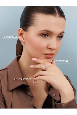 Veronika 925 Ayar Gümüş Sütaşlı Nişan Yüzüğü 331758341 Gri