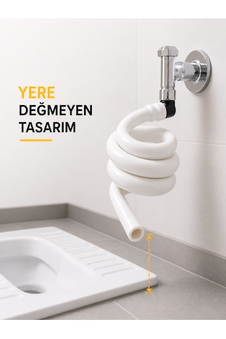 Kıvrımlı Spiral Hortum Yere Değmeyen, Hijyenik Kullanım - Wc Ve Mutfak Uyumlu