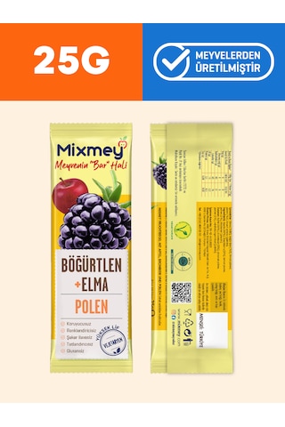 Mixmey Bee Polen Böğürtlen Meyve Barı 12 Adet | Atıştırmalıklar – Glutensiz (25GR X 12 ADET)