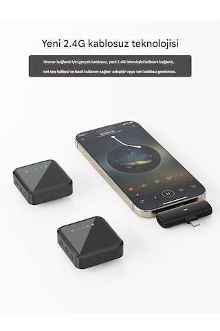 Kablosuz Tüylü Yaka Mikrofonu Apple Uyumlu iPhone Type-c Pc Tablet Video Kayıt Vlog Mikrofon Lightning Usb-c Çıkış