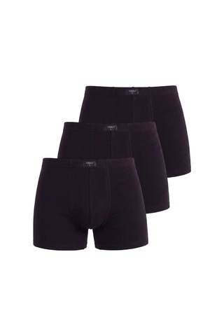 Floranova Özel Seri Siyah Erkek Boxer Düz 3'lü Paket Pamuklu Likralı Yetişkin Kumaş