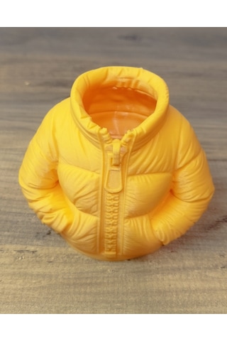 Klc Tasarım Gerçek Şişme Mont Tasarımlı Yüksek Kaliteli 3d Baskı Kalemlik, 8,5 Cm Yükseklik Turuncu