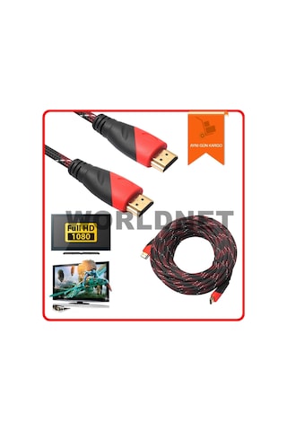 Hdmi To Hdmi Kablo 3 Metre Altin Uçlu Örgülü Hdmi Kablo