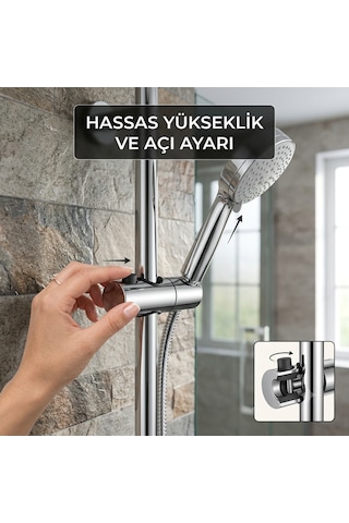 Sürgülü Duş Mafsalı Duş Başlığı Tutucu Sürgülü Ve Robot Duş Sistemleri Uyumlu Gri