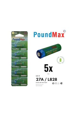Poundmax 5 Adet 27a, L828, Özel Alkali Pil, 12 V, A27, V27a, Lr27a, Mn27, Gp27a, V27ga Saatler, Uzaktan Kumandalar, Hes