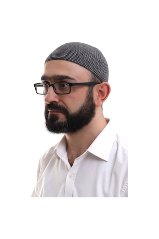 Siyah Kışlık Nokta Desenli Orlon Namaz Takkesi Siyah