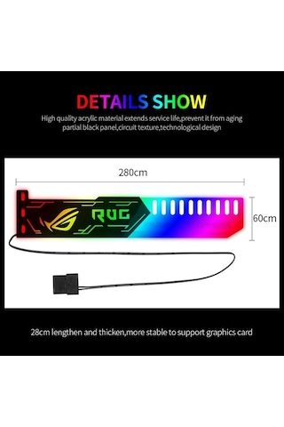 Fortunelane Rgb Işıklı Ekran Kartı Destek Aparatı, 5v 4pin Besleme Led Panel, Rgb25 Modeli