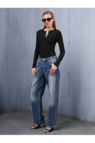 Dilvin 72062 Bol Kesim Denim Pantolon-tint Tint
