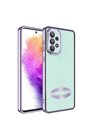 Zore Galaxy Uyumlu A33 5g Kılıf Kamera Korumalı Logo Gösteren Omega Kapak - Lila Lila