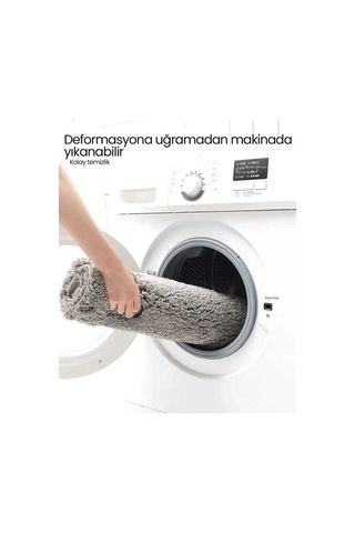 Aurora Brilliant Banyo Paspası Siyah Klozet Takımı Peluş Paspas Seti 60x100 / 50x54 / 45x37 Gri