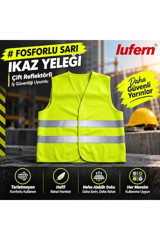 Terletmeyen Fosforlu Sarı İkaz Yeleği Çift Reflektörlü İş Güvenliği Yol Bakım Muayene İstasyonu