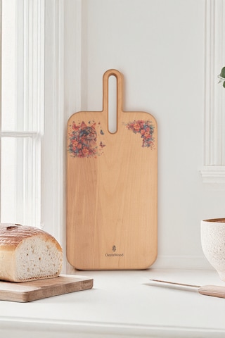 Yekpare Masif Ahşap Sunum Kesme Tahtası Desenli Kayın Medium 11