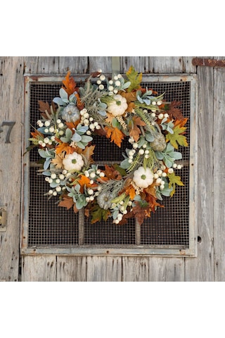 Gajeena 45cm Plastik Kürbaga Ve Akçaağaç Yapraklı Süs Yünüsü - Ev, Kapı, Duvar Dekorasyonu - Sonbahar, Teşekkür Günü, Bayramlar İçin Çok Renkli