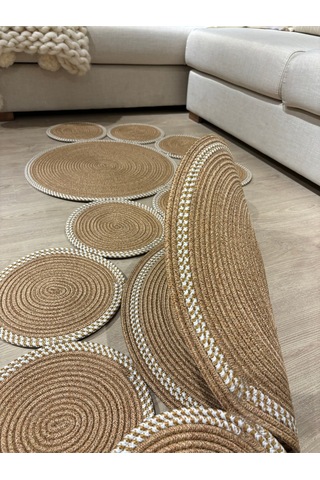 Mavaux Siyah Snake Hasır Jüt Bej Yolluk Halı Kilim Krem - Bej