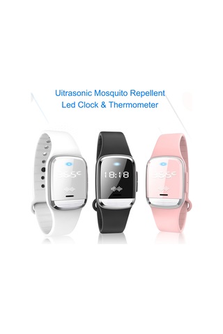 Yaleker Siyah M20 Ultrasonik Sinir Boğucu Saat - Saat Ve Sicaklık Ölçer Özellikli Silikon Kol Saati Siyah