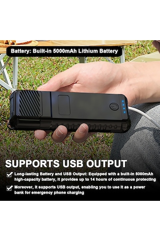 Padalink Dış Mekan Kamp Makyası - Taşınabilir Li-poly Pil Isıtmalı Elektronik Sivrisinek Kovucu - İki Yönlü Isıtma, 2 Seviye Güç Ayarı, Acil Şarj Cihazı Ve El Feneri Fonksiyonu - Asker Yeşili 5000mah Dahili Pil Haki