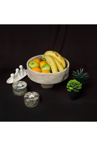 Profondo Ayaklı Mermer Kase Beyaz