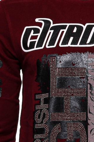 Bordo Taşlı Baskılı Sweatshirt - Wessi Siyah