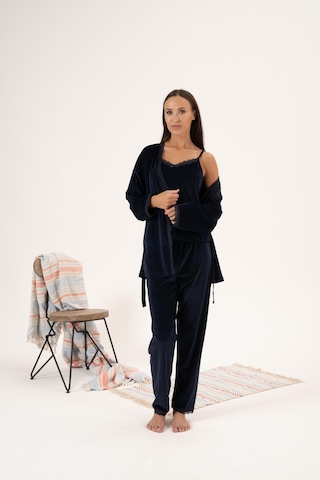 Estiva Kadın Kışlık 3 Parça Sabahlıklı Kadife Pijama Takımı 001