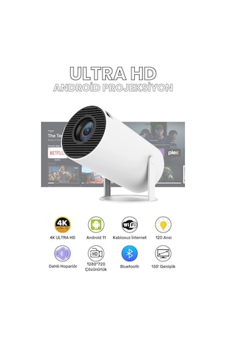 Hy300 Mini Projeksiyon 4k Destekli Android Wifi Bluetooth
