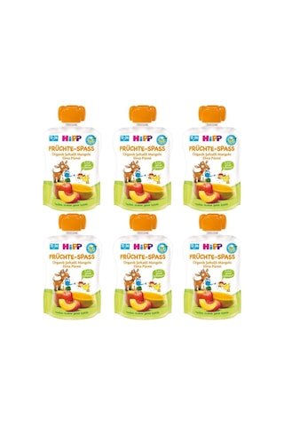 Hipp Organik Şeftalili Mangolu Elmalı 12-36 Ay Meyve Püresi 6 x 90 G