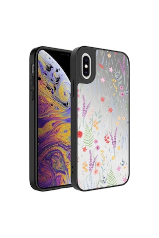 Apple iPhone Uyumlu Xs 5.8 Kılıf Aynalı Desenli Kamera Korumalı Parlak Mirror Kapak - Dal Dallar Dallar