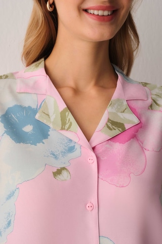 Suwen Meloni Gömlek Yaka Şort Pijama Takımı Sh26531667b334 Pembe