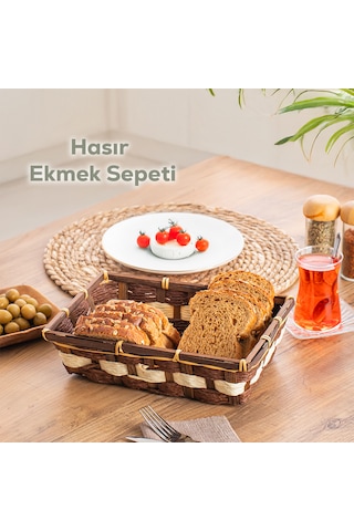 Porsima B5369-2 Hasır Ekmek Sepeti Ekmeklik Çok Amaçlı Hasır Sepe Hasır