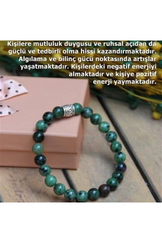 Osmanlı Değerli Taş Anyolit Taşı Doğaltaş Bileklik-8mm Yeşil B269