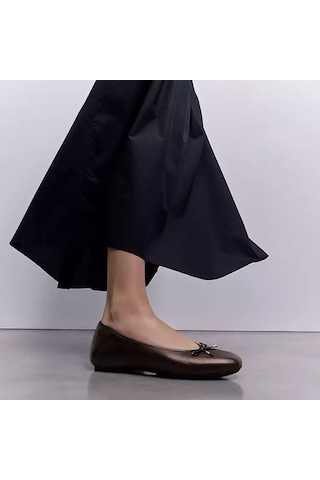 C89 Metallic Chocolate Br Babet Kadın Ih2-c89 Fitflop Delıcato Bow Soft Metallic-leather Ballerinas C89 Metallic Chocolate Br