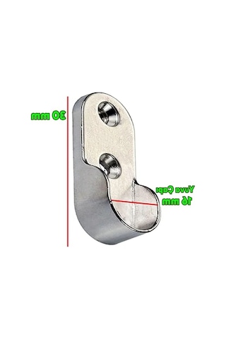 30 Mm Krom Askı Flanşı - Oval Dolap Elbise Askı Aparatı 2 Adet -
