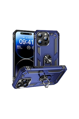 Apple Uyumlu iPhone 15 Pro Max Kılıf Yüzüklü Zırh Tank Vega