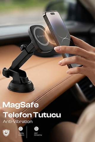 Megsafe Uyumlu Vantuzlu 360 Dönebilen Başlık Araç İçi Telefon Tutucu 1