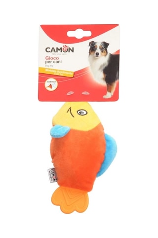 Camon Gıcırtılı Sesli Balık Şeklinde Eğlenceli Polyester Köpek Oyuncağı 18 Cm
