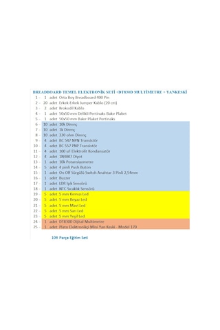 Breadboard Temel Elektronik Devre Seti +dt830d Multimetre + Plato Yankeski