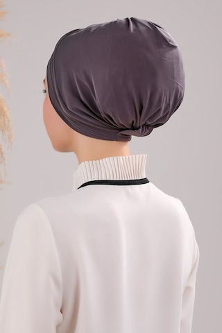 Melodi Scarf Kadın Üç Bantlı Çapraz Hazır Türban Havuz Deniz Dış Bone Antrasit Koyu Gri Antrasit