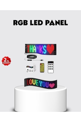 Rgb Led Panel Usb Güç Girişli, Gıf Ve Yazı Gösterimli Akıllı Ekran Renkli