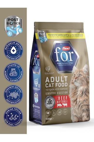 Postbiyotikli Dengeli Formül Biftekli Yetişkin Kedi Kuru Maması - 500 Gr