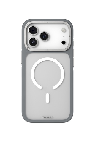 Apple Uyumlu iPhone 17 Pro Max Kılıf M-safe Şarj Özellikli Youngkit Rock Sand Serisi Kapak Gri