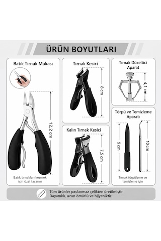 Valkyrie 6 Parça Batık Tırnak Makası Seti Profesyonel Pedikür Manikür Bakım Seti B5pp