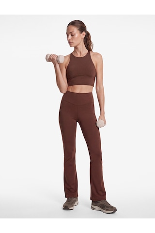 Koton Yüksek Bel Dikiş Detaylı Slim Fit İspanyol Paça Spor Tayt Kahverengi 7wak40130nk Kahve