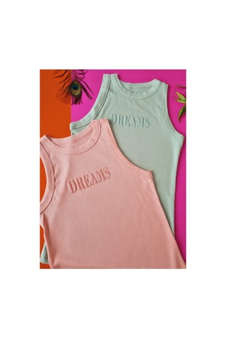 Demirsa Boutique Halter Yaka Pudra Ve Yeşil Renk Modal Kaşkorse Kadın Atlet Yeşil-pudra