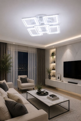 Yakamoz Model 5"li Beyaz 3 Renk Modu Ledli Modern Tavana Sıfır Salon Mutfak Çocuk Yatak Odası Led Avize