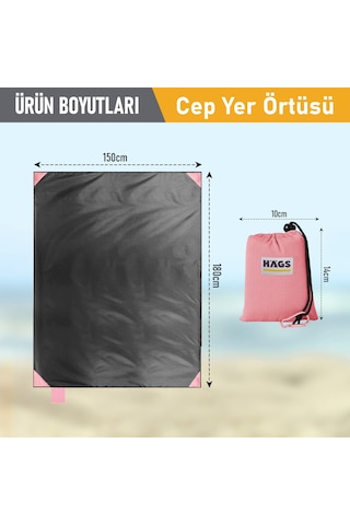 Haegs Cep Yer Örtüsü, Piknik Örtüsü Kamp Matı, Plaj Yer Örtüsü, Su Geçirmez, Kum Tutmaz, Hızlı Kurur, Hafif, Katlanabilir İnce Zemin Örtüsü Outdoor Açık Hava Kamp Yürüyüş Seyahat İçin - El Askılı - 180-150cm - Pembe