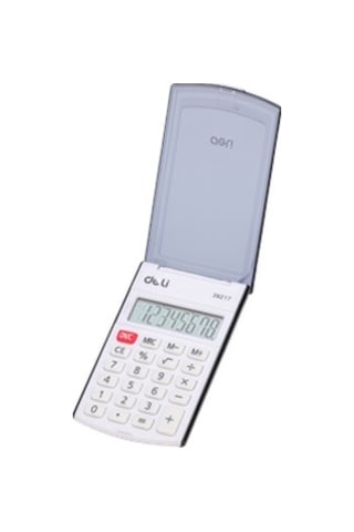 Deli 39217 Mini Hesap Makinası Kapaklı Siyah