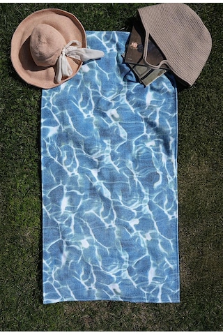 Kadife 70x140 Cm Unisex Renkli Desenli Plaj Havlusu Baveno Mavi