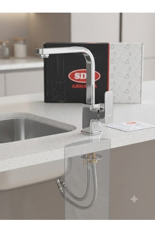 Sdk Armatür Modern Krom Kaplama Kare Lavabo /lavabo Bataryası Ve Musluğu Seti Su Tasarruflu Kısa Model